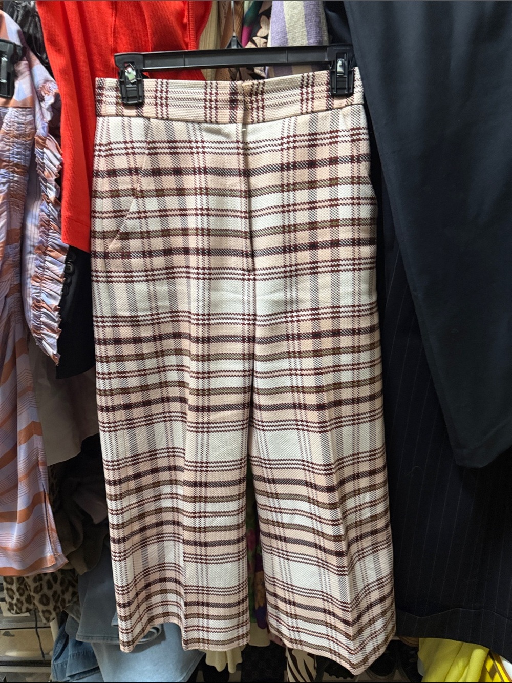 Smythe Cream & Pink EUC Plaid Wide-Leg Pants!!!